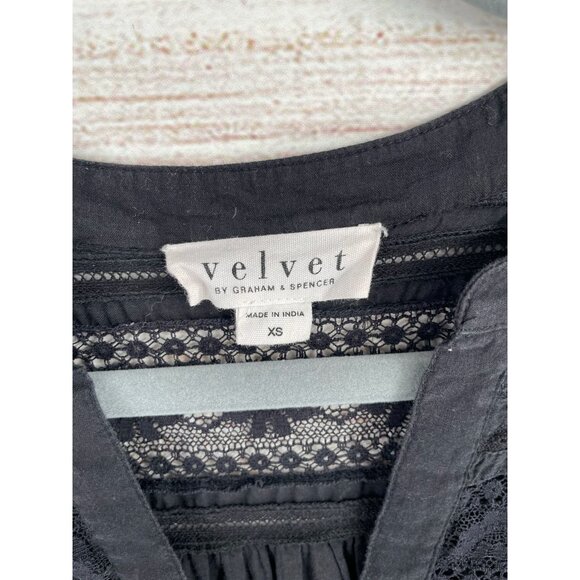 Velvet by Graham & Spencer Semi Sheer Lace V-Neck Dress Women's XS Black - Picture 4 of 7